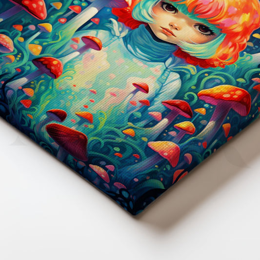 Toadstool Garden Sprite Canvas Painting for Bedroom/Kids Room