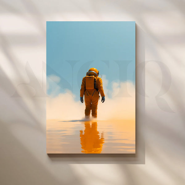 Solitude on Titan — Minimal Surreal Astronaut Wall Art