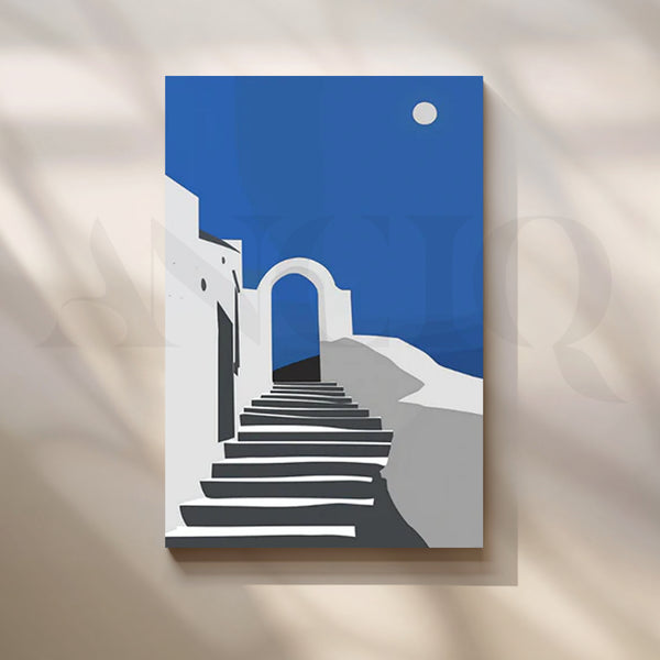 Mediterranean Moonlit Path Poster