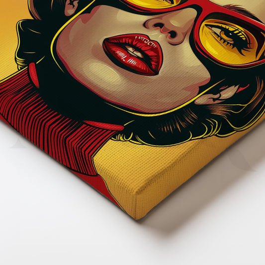 Retro Glasses Pop Portrait Canvas Painting for Living Room
