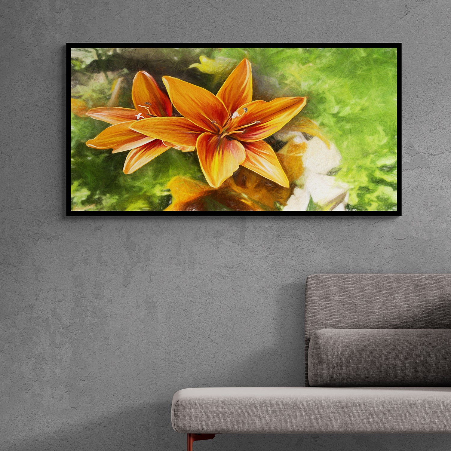 canvas wall painting of full bloom orange lilly-Anciq