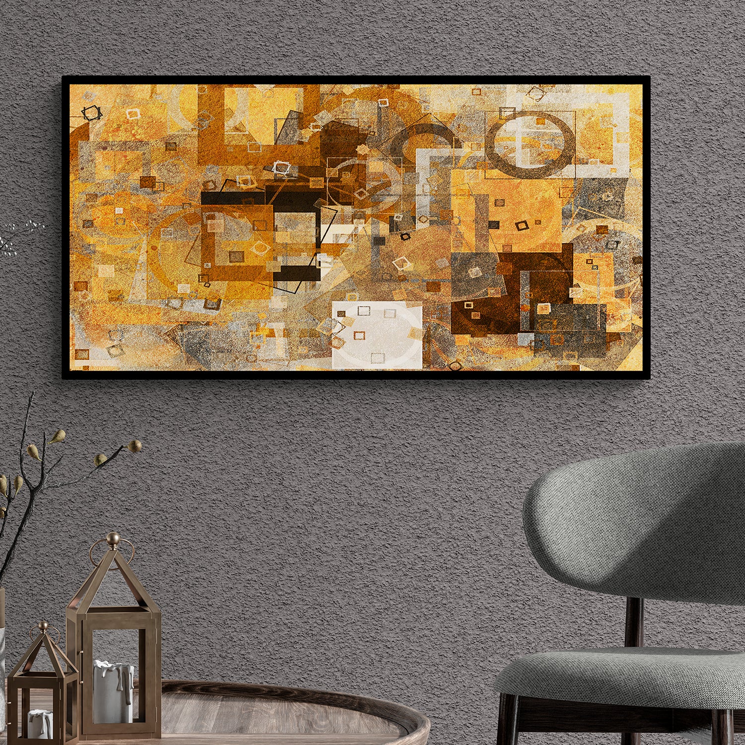 geometric pattern abstract canvas painting-Anciq