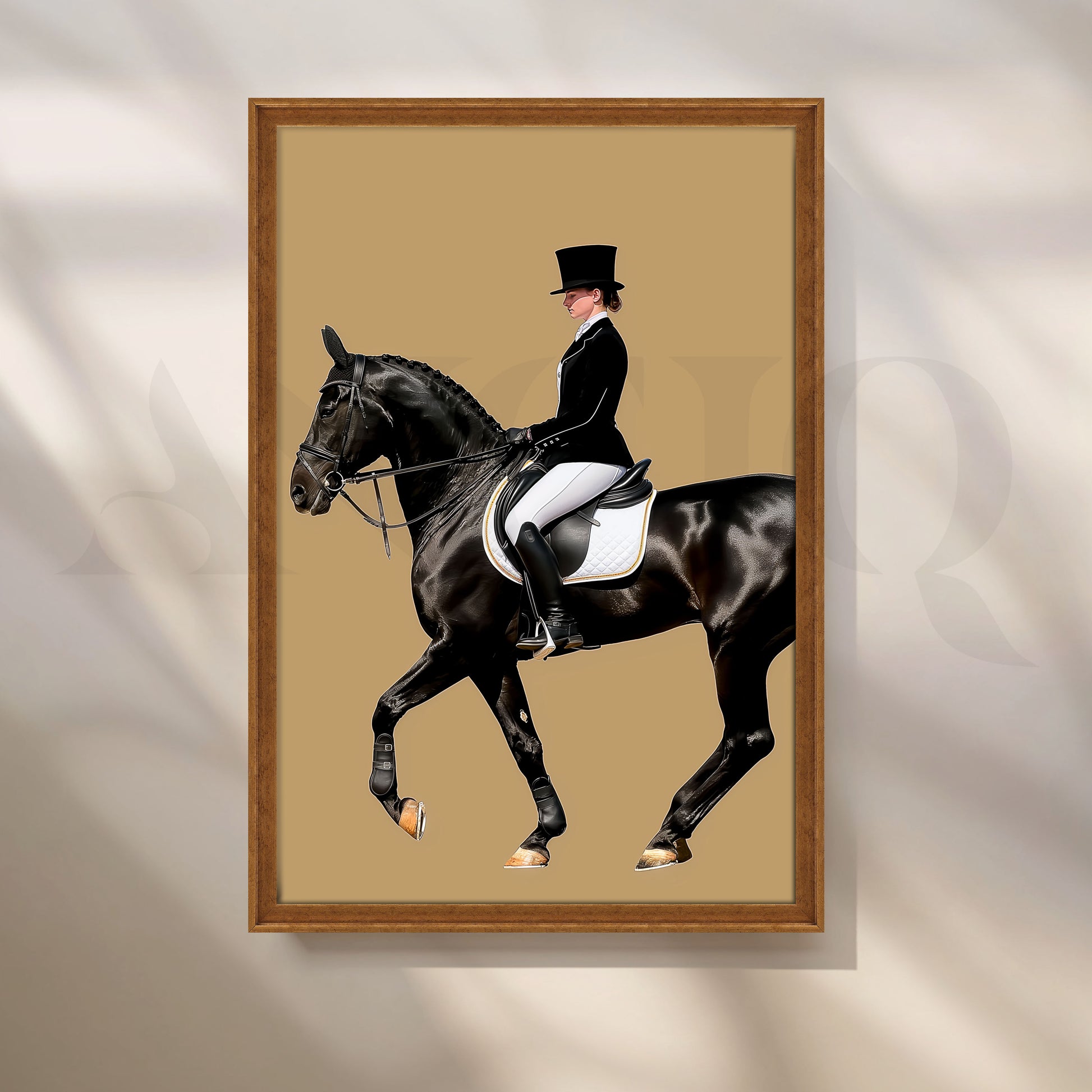 Classic Black Horse Rider Canvas Artwork for Living Room