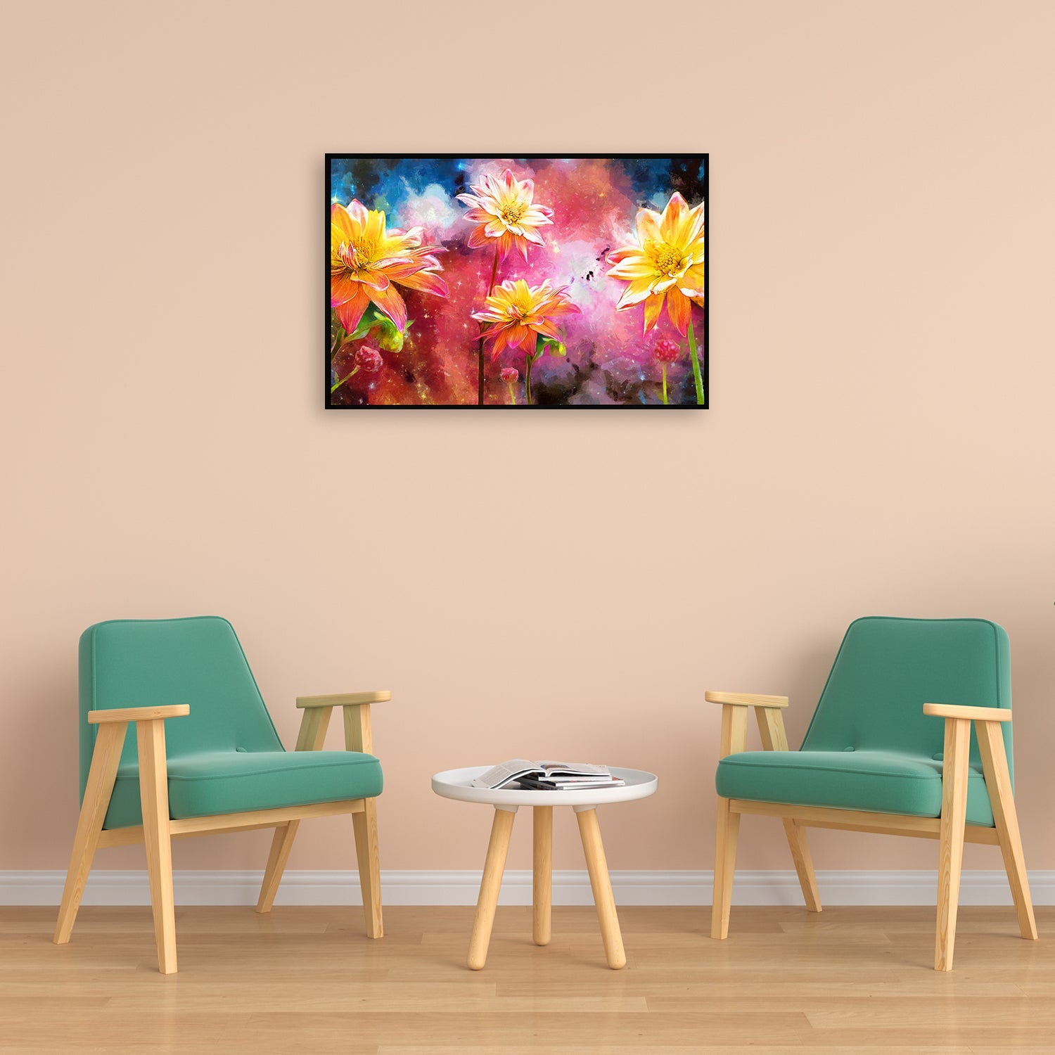 A vibrant explosion of flowers fills a wall with color.