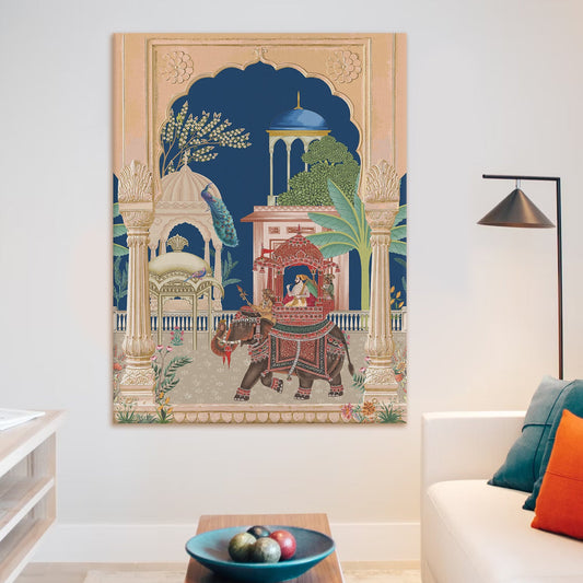 Mughal Canvas Painting For Home Decor and Hotels Wall Decoration