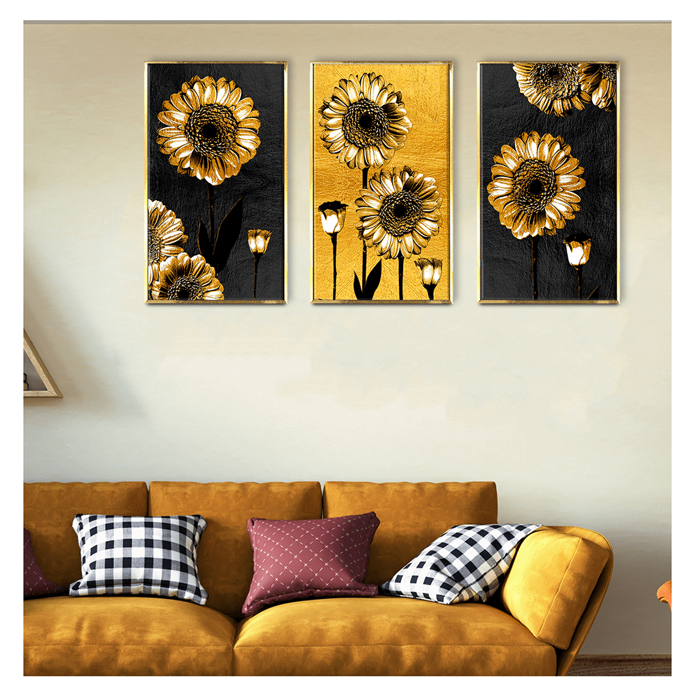 Luxury Yellow sunflower canvas Painting framed For Home and Office