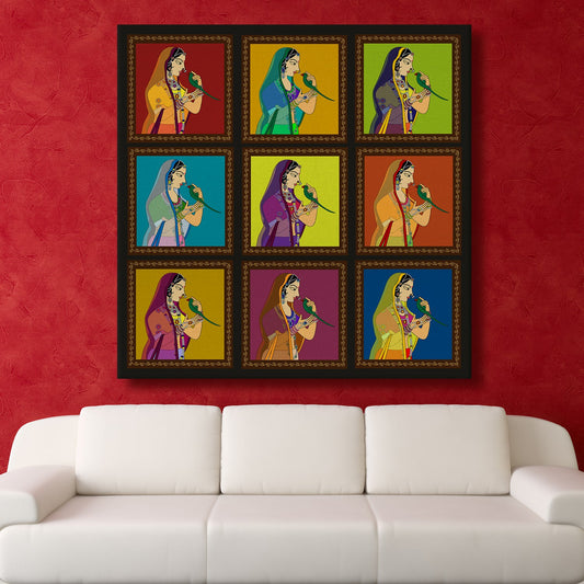 Mughal Canvas Painting For Living Room and Hotels Wall Decoration